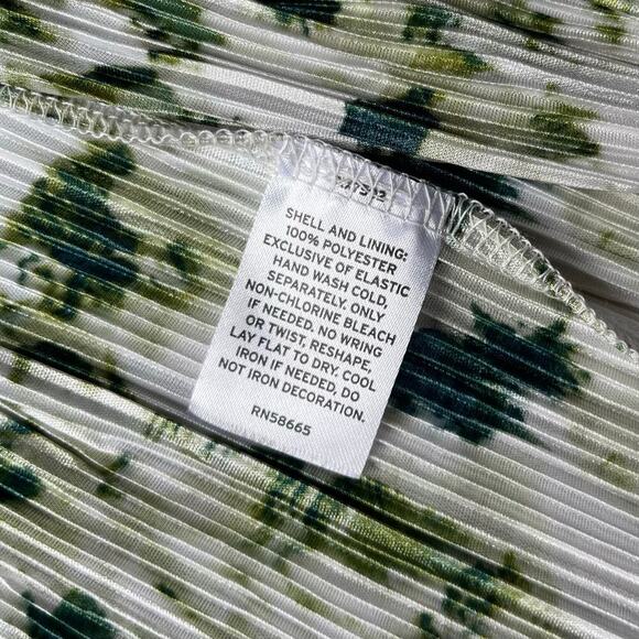 Chelsea28 Flutter Sleeve Plissé Midi Green Ivory Dress NWT Nordstrom - Large - Picture 10 of 12